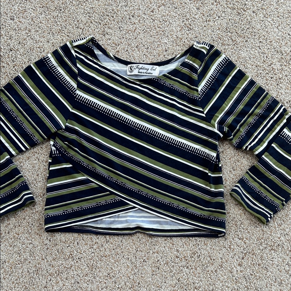 Fighting Eel Striped Long Sleeve Crop Top